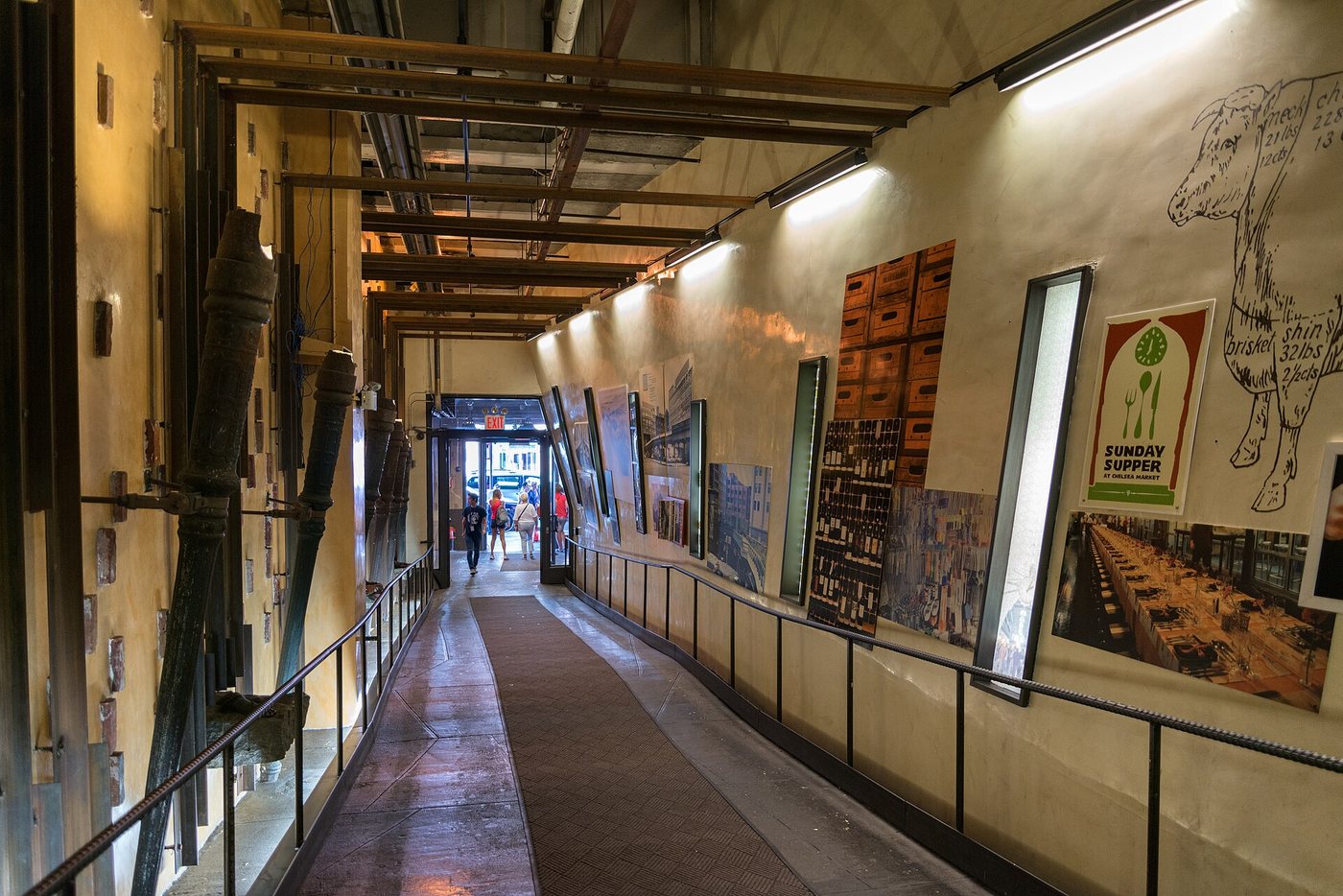 An interior passage through Chelsea Market's former industrial building.