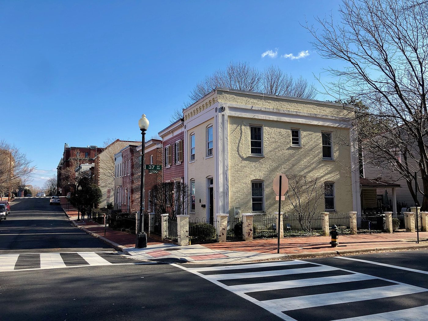 A street corner on N Street NW in Washington's Georgetown neighborhood.