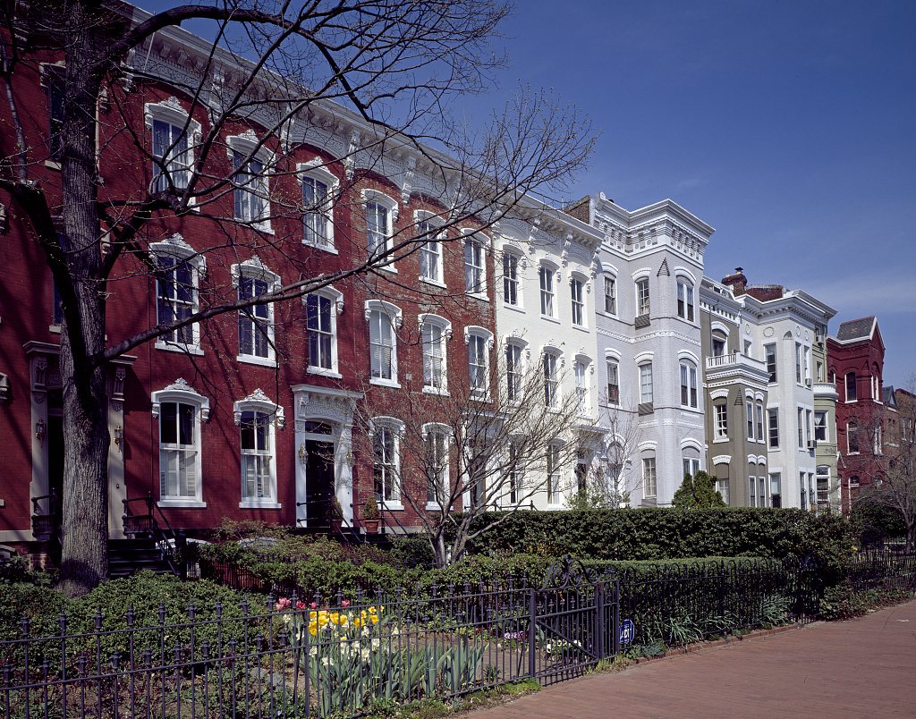 A row of houses in Washington's Capitol Hill neighborhood.