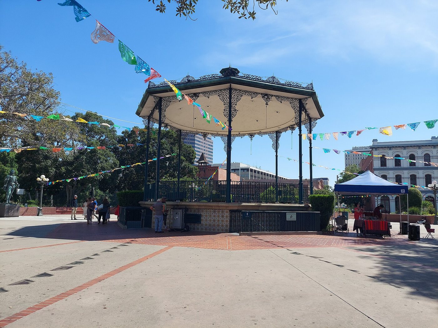 The bandstand and plaza at El Pueblo in Los Angeles.