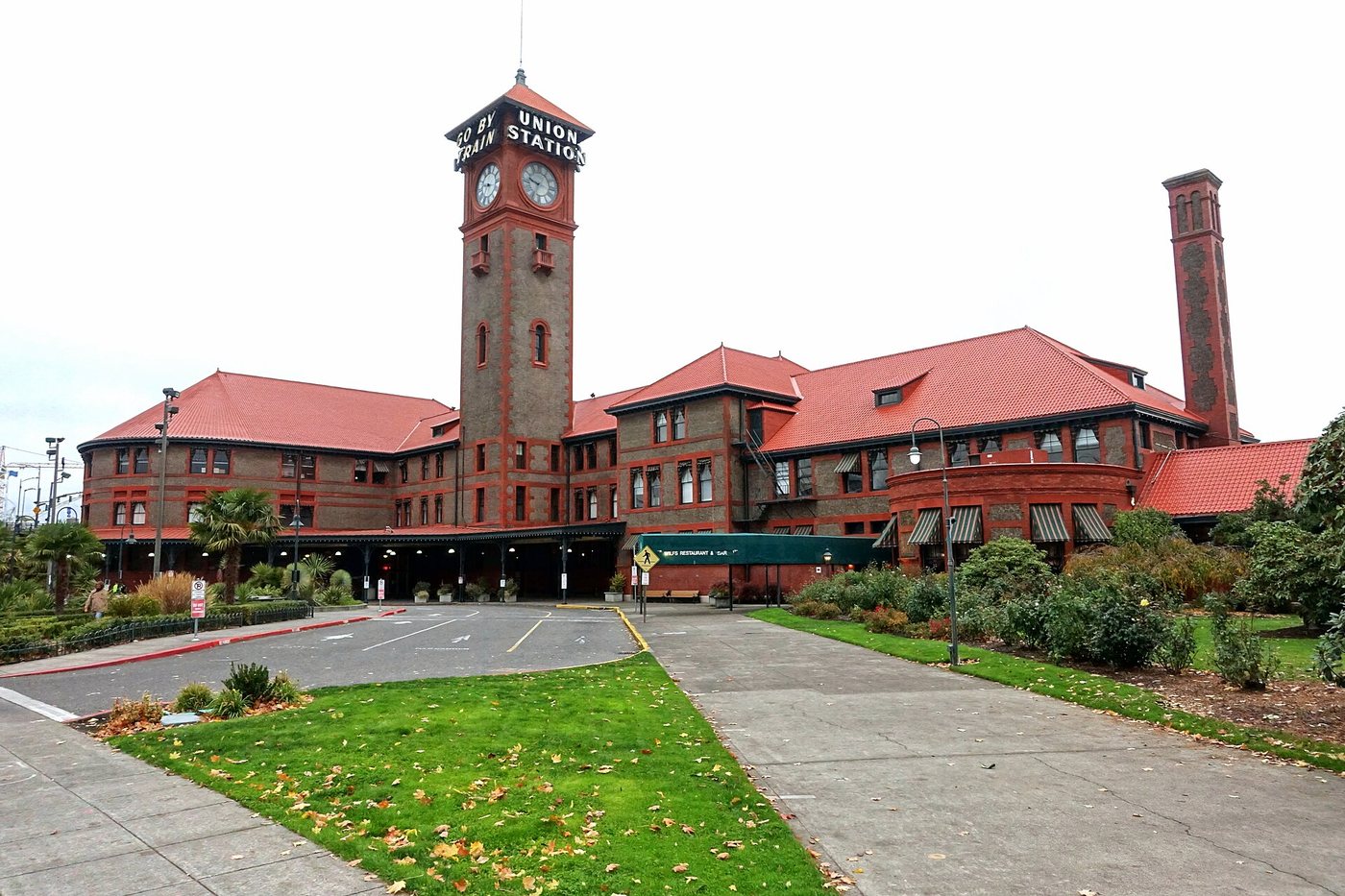 The clock tower and brick facade of Portland Union Station.