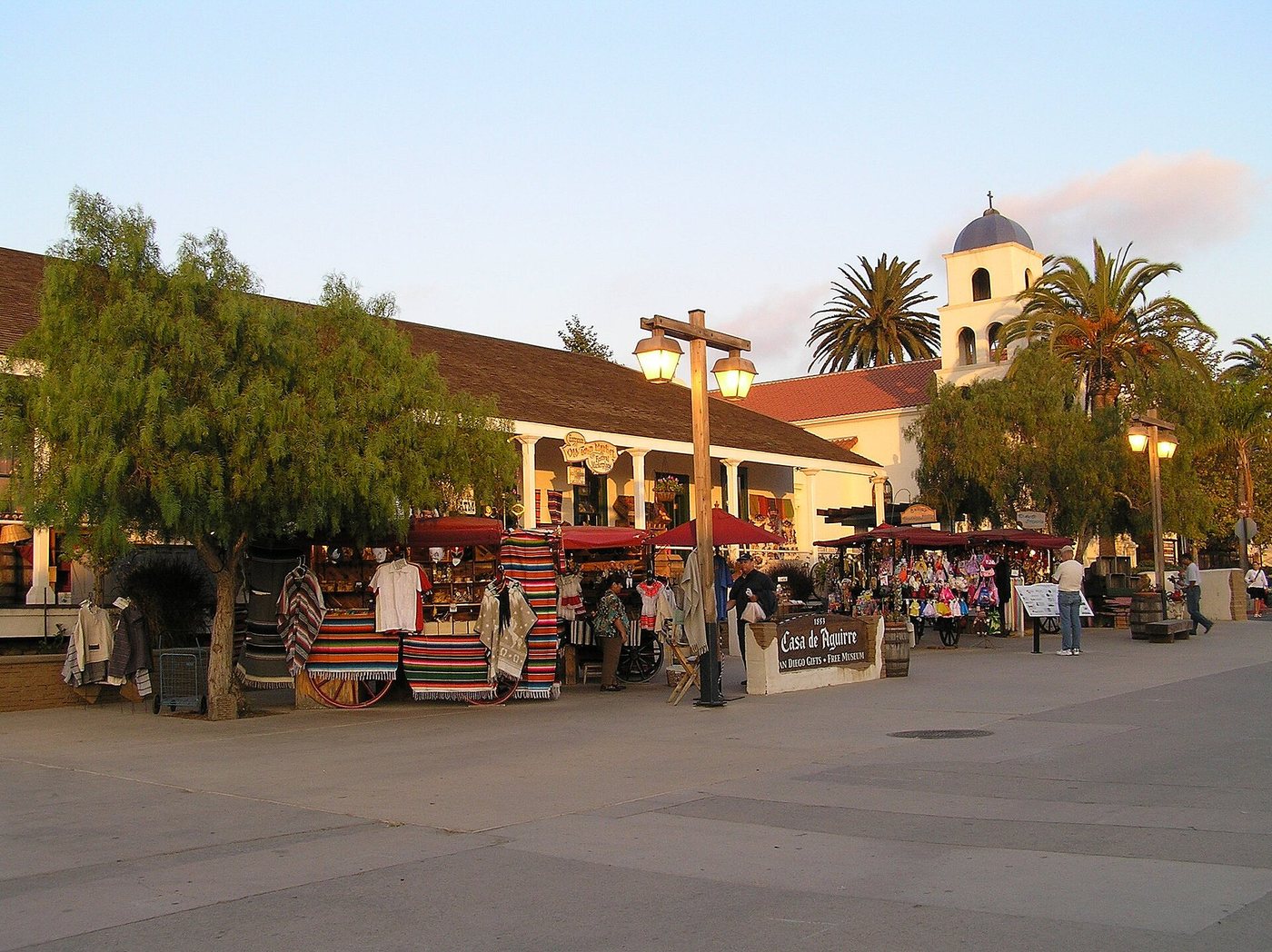 Low buildings and pedestrian space in San Diego's Old Town.