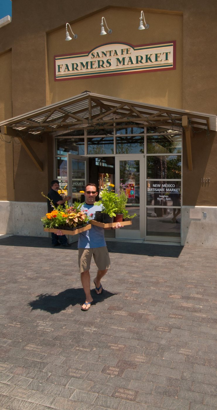 The entrance of the Santa Fe Farmers Market building in the Railyard.