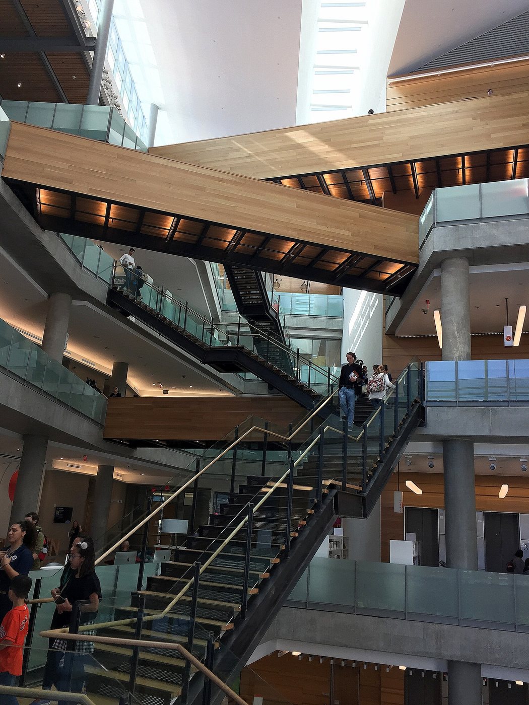 The open interior and circulation spaces of Austin Central Library.