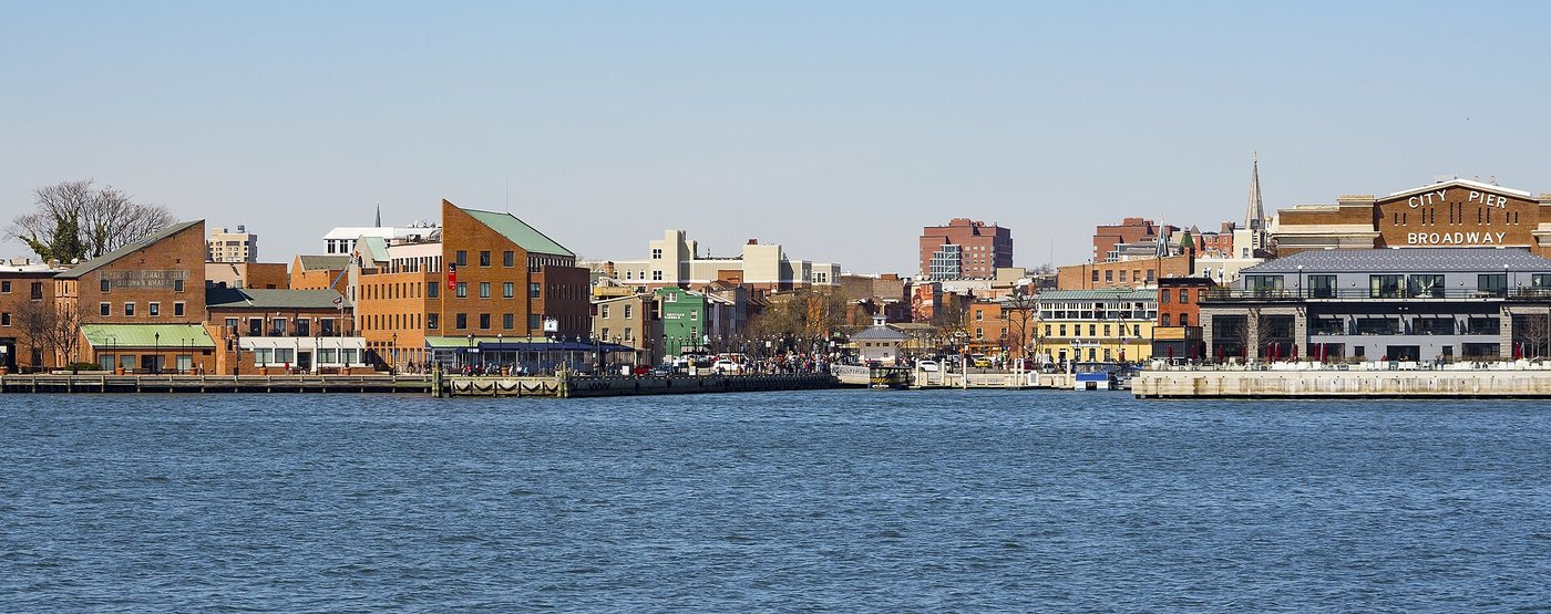 The waterfront at Fells Point in Baltimore, photographed in 2018.