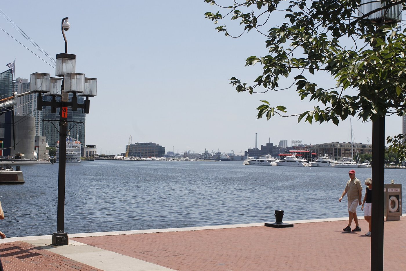 Baltimore's Inner Harbor and its waterfront buildings.